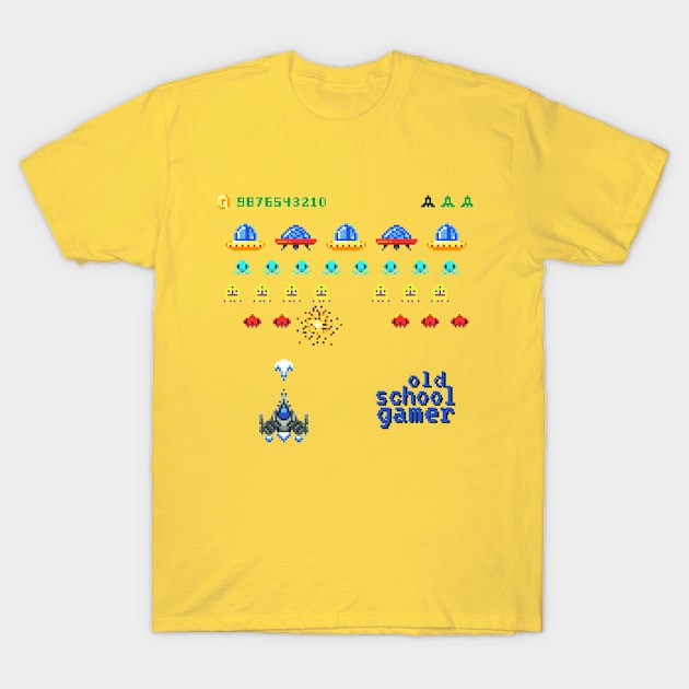 Retro Space Arcade Video Game T-Shirt by AlondraHanley